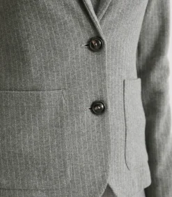 Marc O'Polo Regular blazer van krijtstreepjersey antraciteGrey Clearance