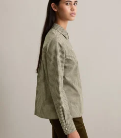 Marc O’Polo DENIM Regular geruite blouse met plooidetail darkGreen Clearance