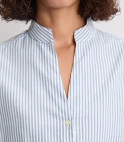 Marc O'Polo Regular gestreepte blouse met opstaande kraag darkBlue Clearance