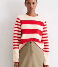 Marc O'Polo Regular streepjestrui beige Discount