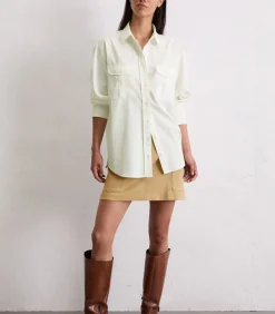 Marc O'Polo Relaxte blouse van fijn ribfluweel white Sale