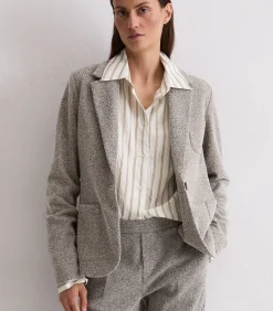 Marc O'Polo Relaxte jersey tweed blazer beige Outlet