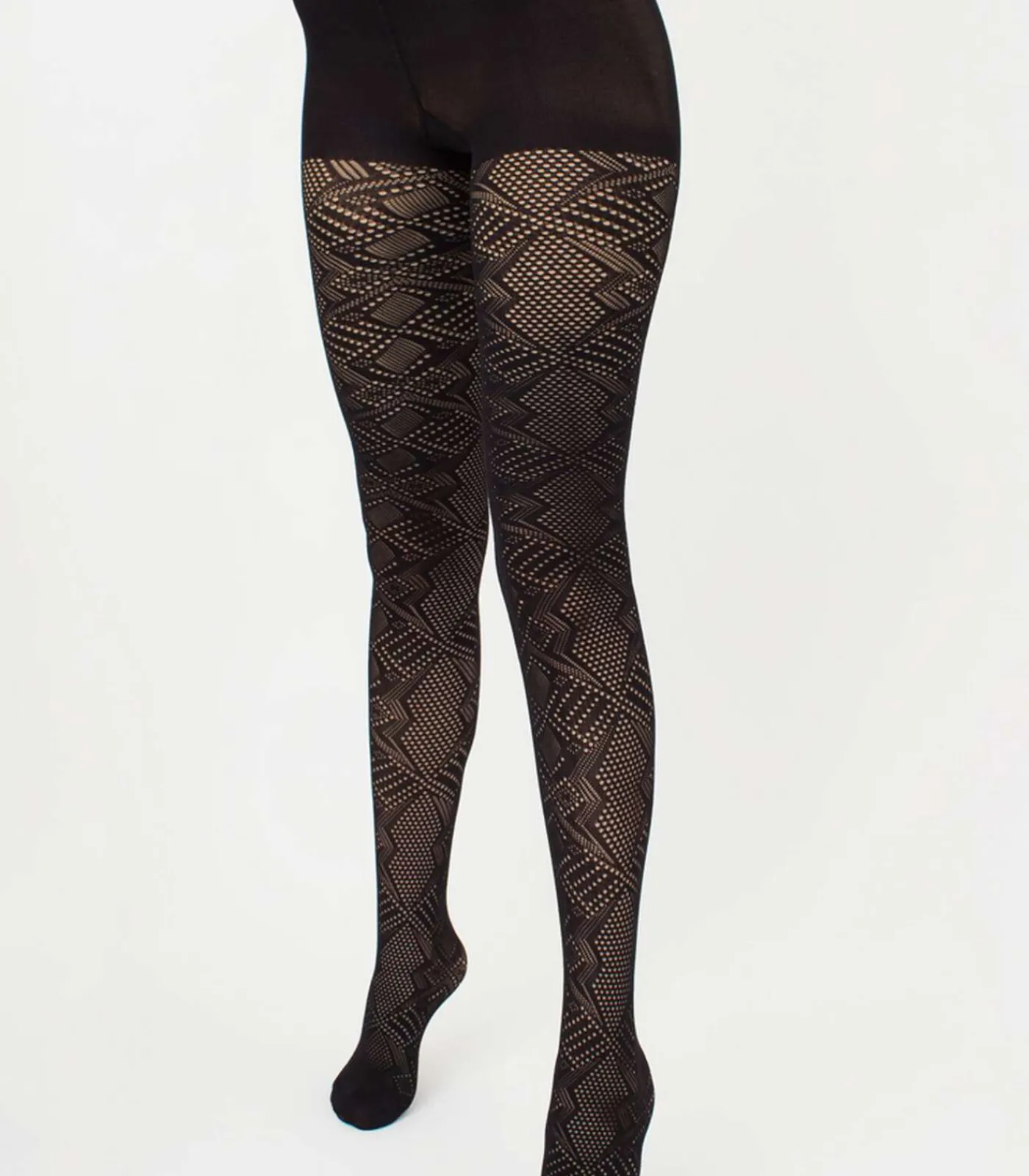 Giulia Rete Light Tissue 80den Netpanty met geometrisch patroon - Zwart - M black Discount