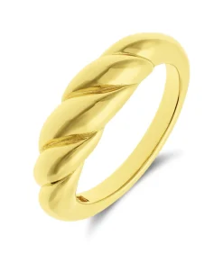 Lucardi Ring 925 Zilver - Crossaint gold Outlet