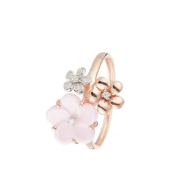 MES BIJOUX Ring "Floraisons" in roze goud, keramiek en diamant roseGold Online