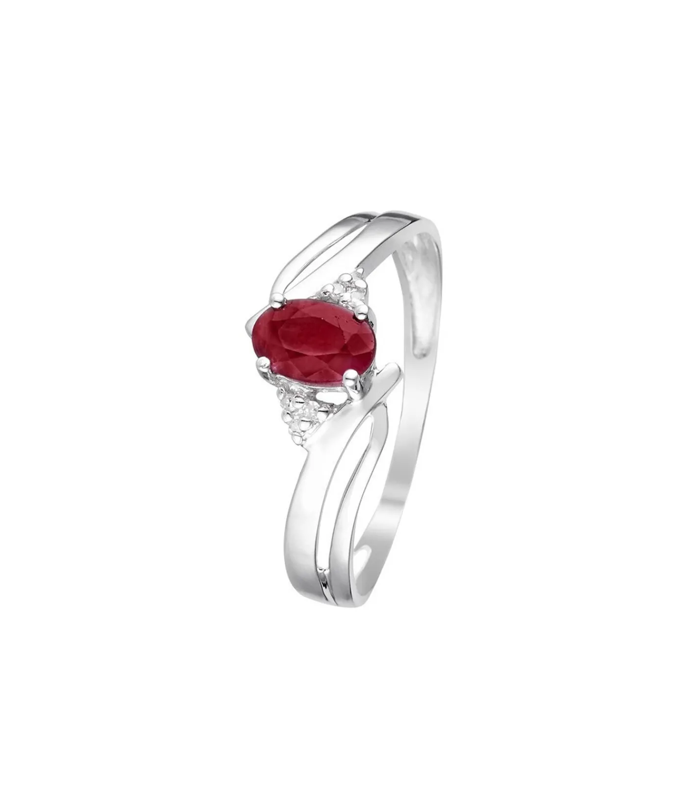 MES BIJOUX Ring "Guatemala Rubis" in witgoud met robijnen en diaman silver Best