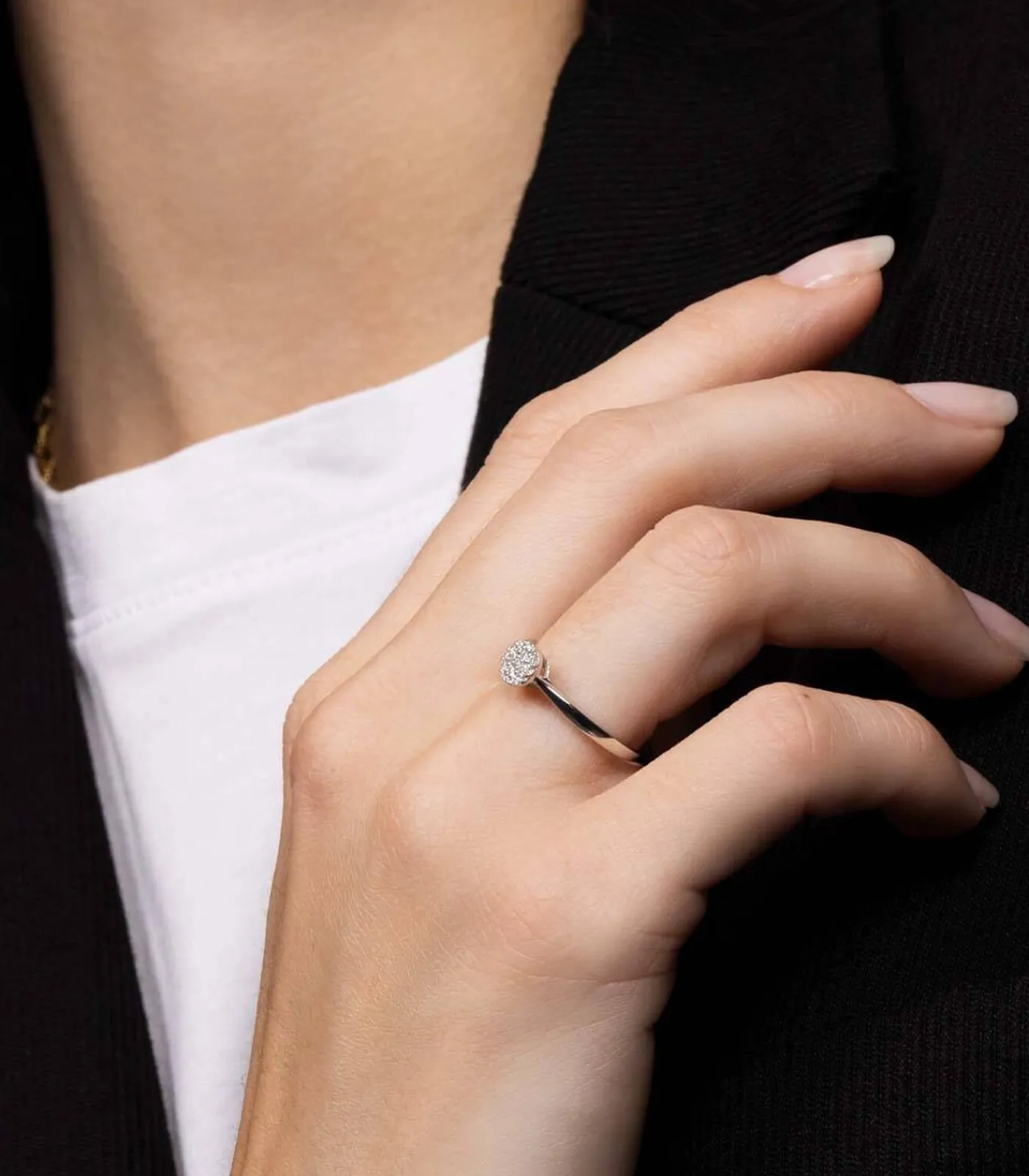 MES BIJOUX Ring "Mon Unique" witgoud en diamanten silver Discount