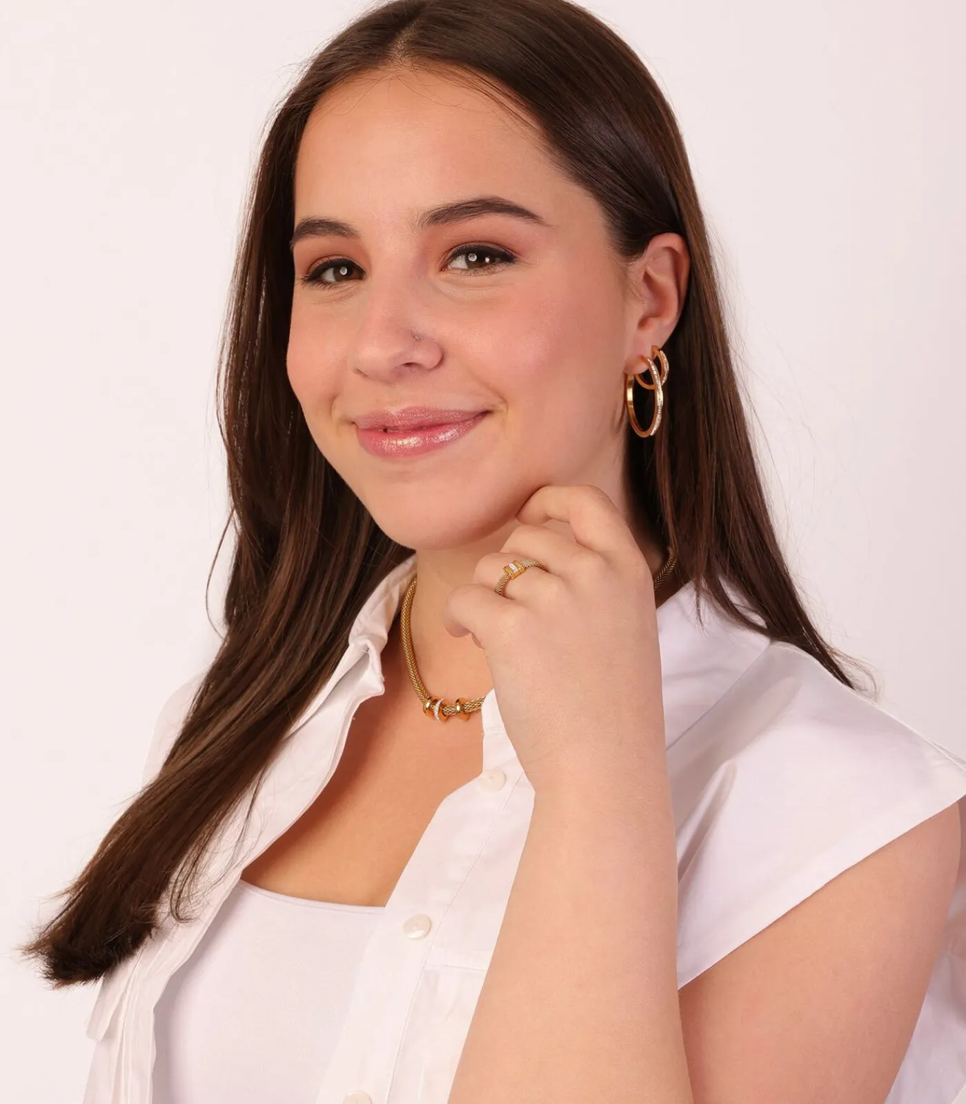 Lucardi Ring Staal gold Discount