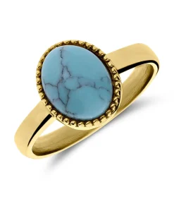 Lucardi Ring Staal - Goudkleurig turquoise Best