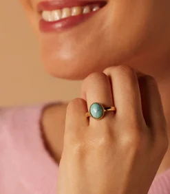 Lucardi Ring Staal - Goudkleurig turquoise Best