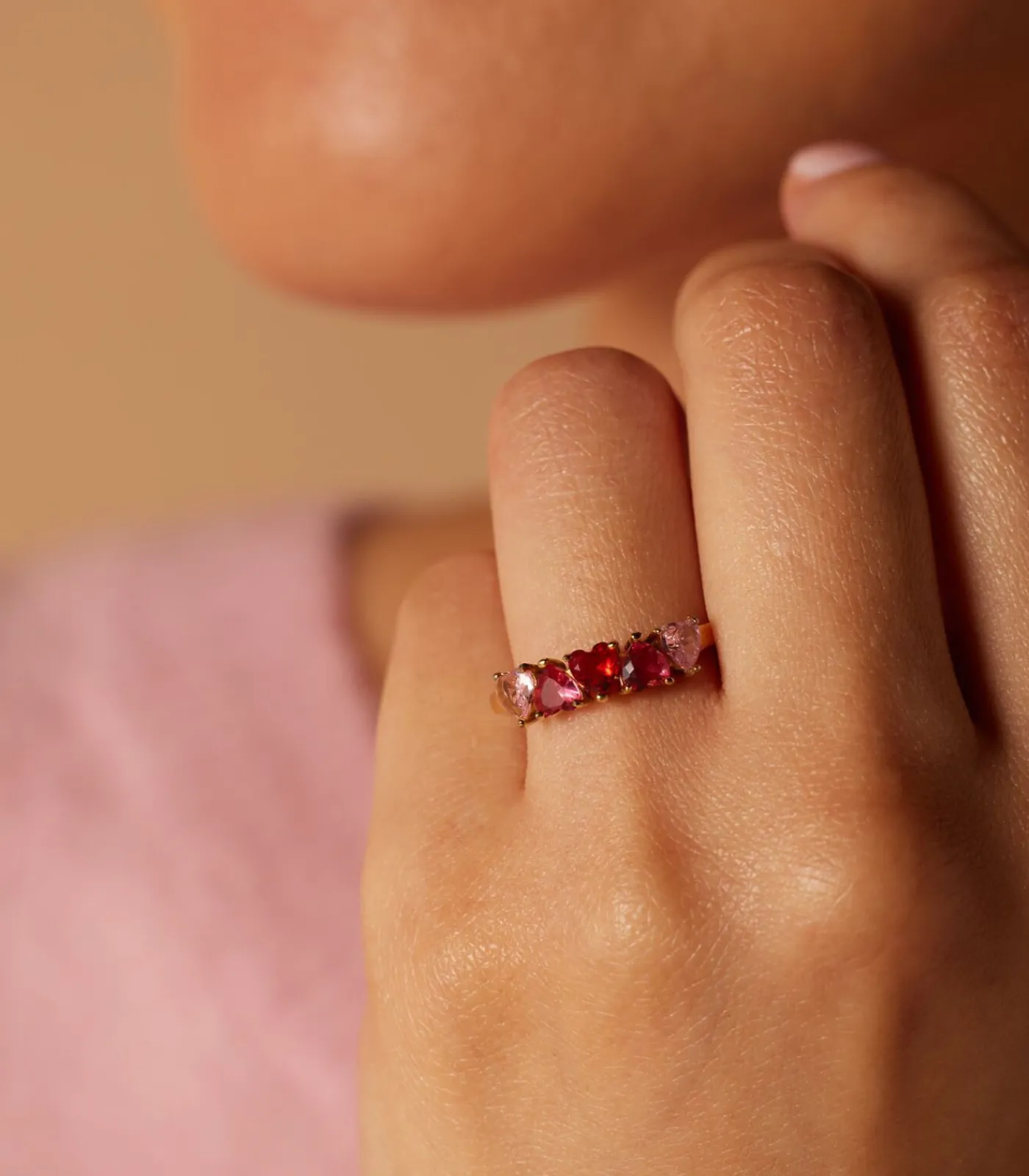 Lucardi Ring Staal - Goudkleurig pink Sale