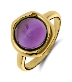 Lucardi Ring Staal - Goudkleurig purple Hot