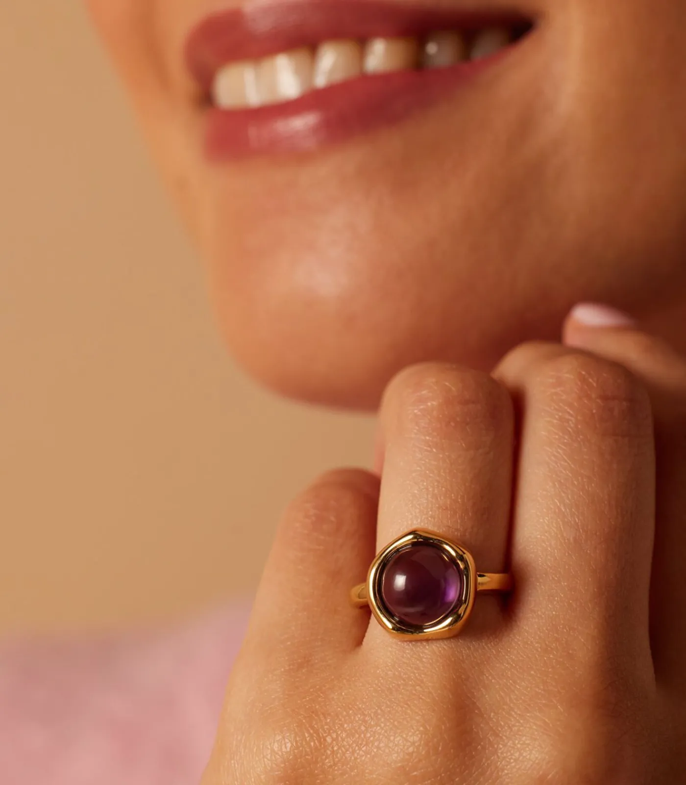 Lucardi Ring Staal - Goudkleurig purple Hot