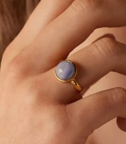 Lucardi Ring Staal - Goudkleurig blue Sale
