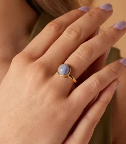 Lucardi Ring Staal - Goudkleurig blue Sale
