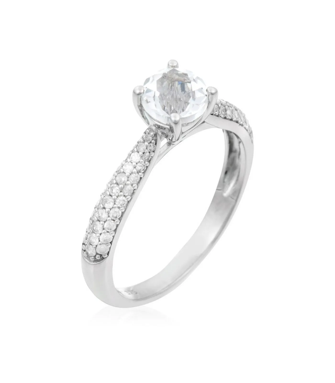 MES BIJOUX Ring "Tawo" Goud, Topaas en Diamanten silver Hot