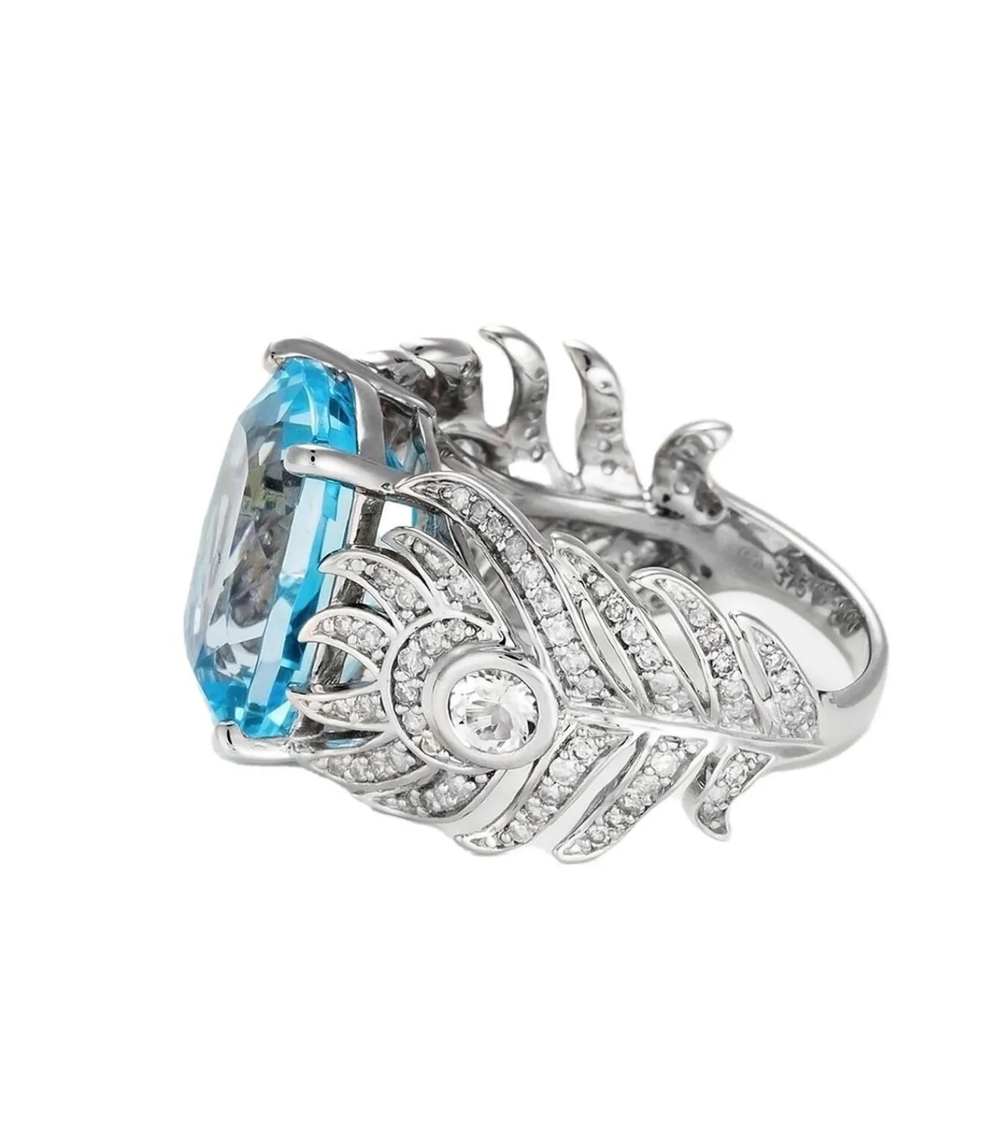 MES BIJOUX Ring "Toliara" Witgoud, Topaas en Diamanten silver