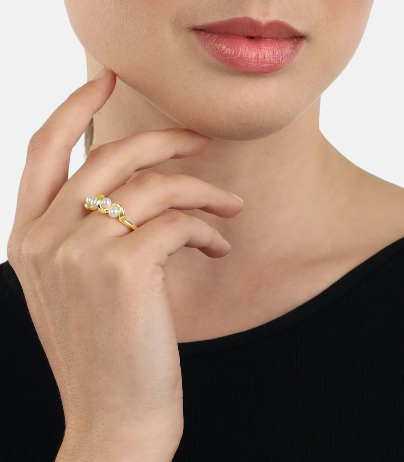 NOELANI Ring voor dames, roestvrij staal, schelp middenkraal white