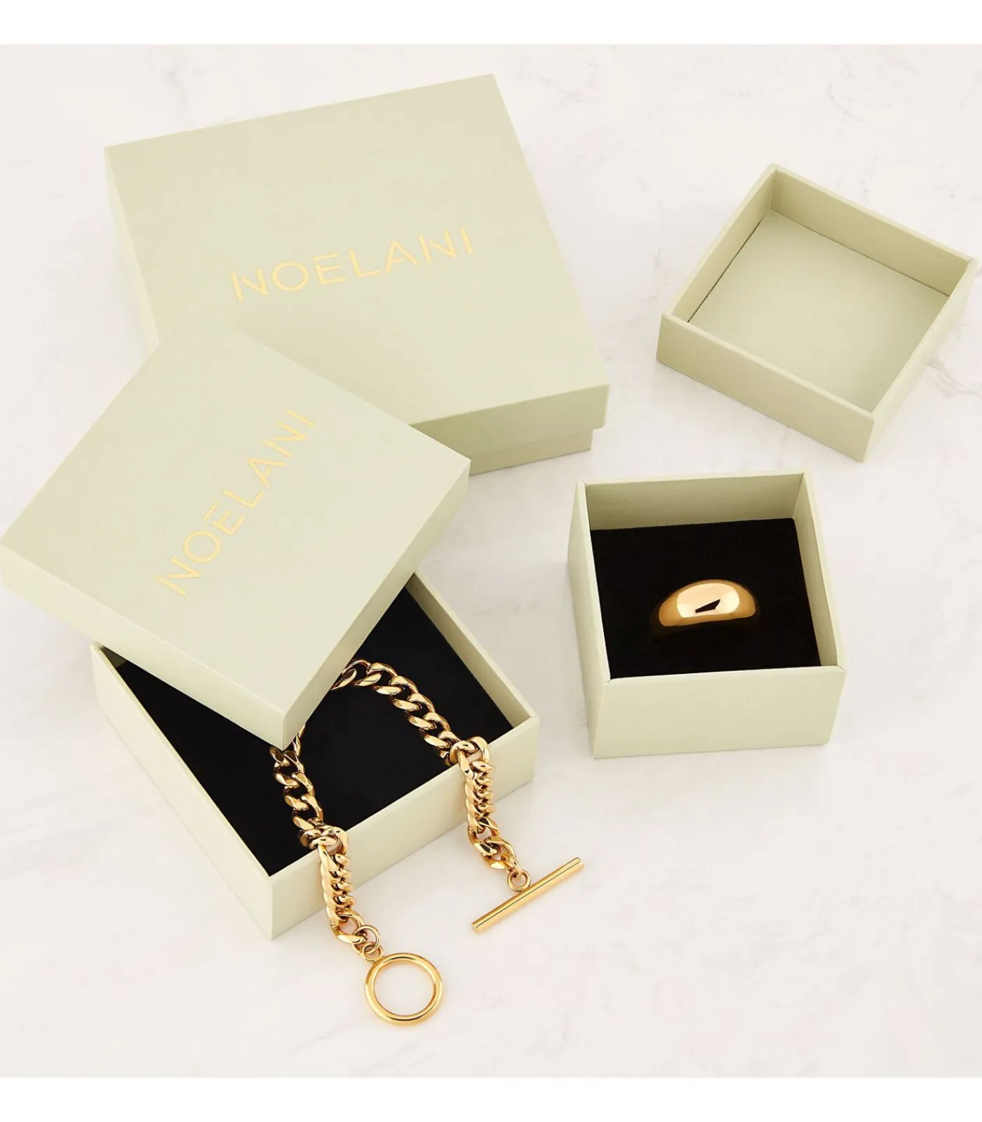 NOELANI Ring voor dames, roestvrij staal, schelp middenkraal white