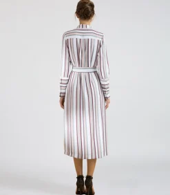 Smart & Joy Robe portefeuille manche longues à imprimé rayures multicolor Outlet