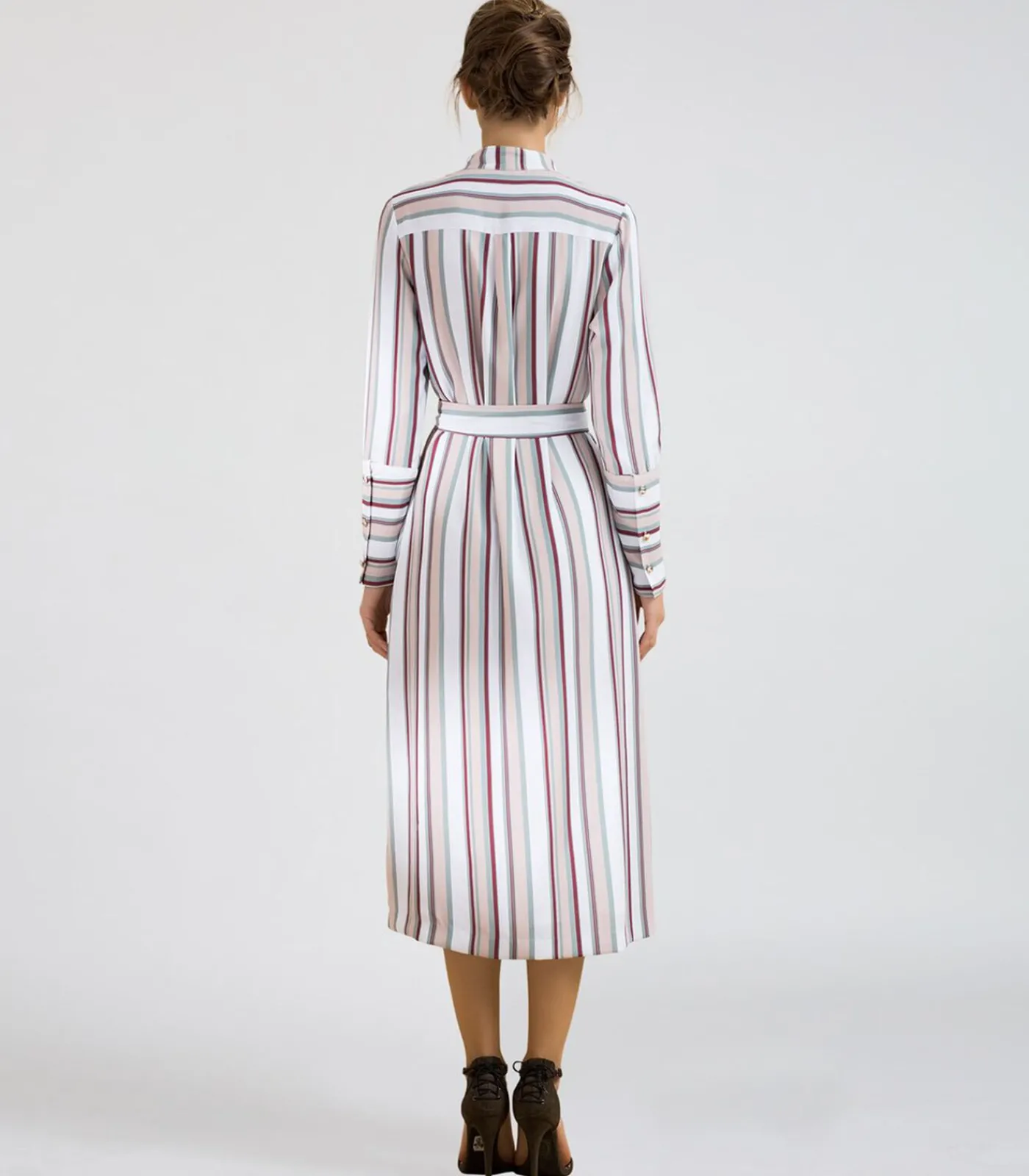 Smart & Joy Robe portefeuille manche longues à imprimé rayures multicolor Outlet