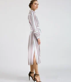 Smart & Joy Robe portefeuille manche longues à imprimé rayures multicolor Outlet