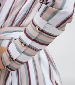 Smart & Joy Robe portefeuille manche longues à imprimé rayures multicolor Outlet