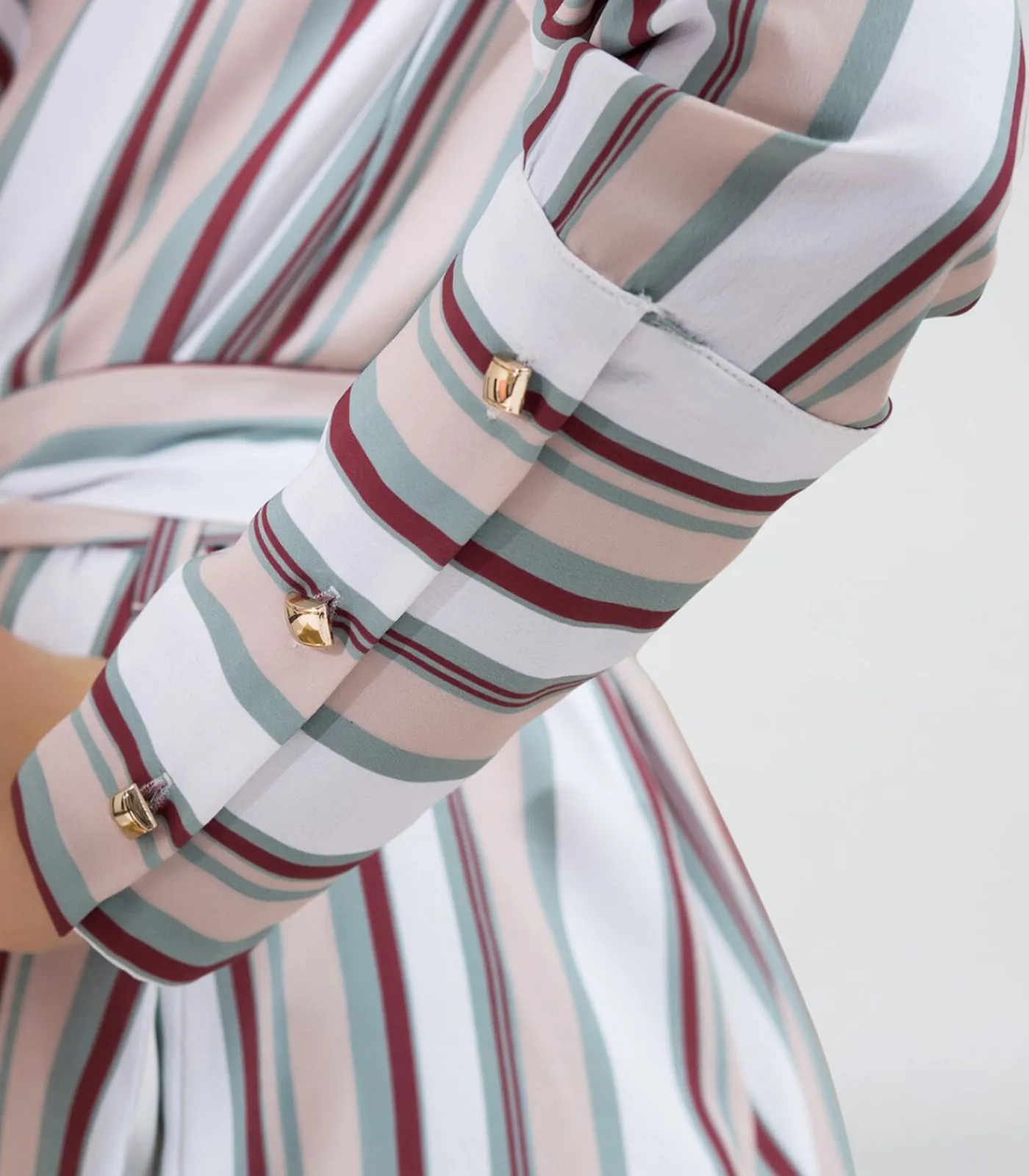 Smart & Joy Robe portefeuille manche longues à imprimé rayures multicolor Outlet