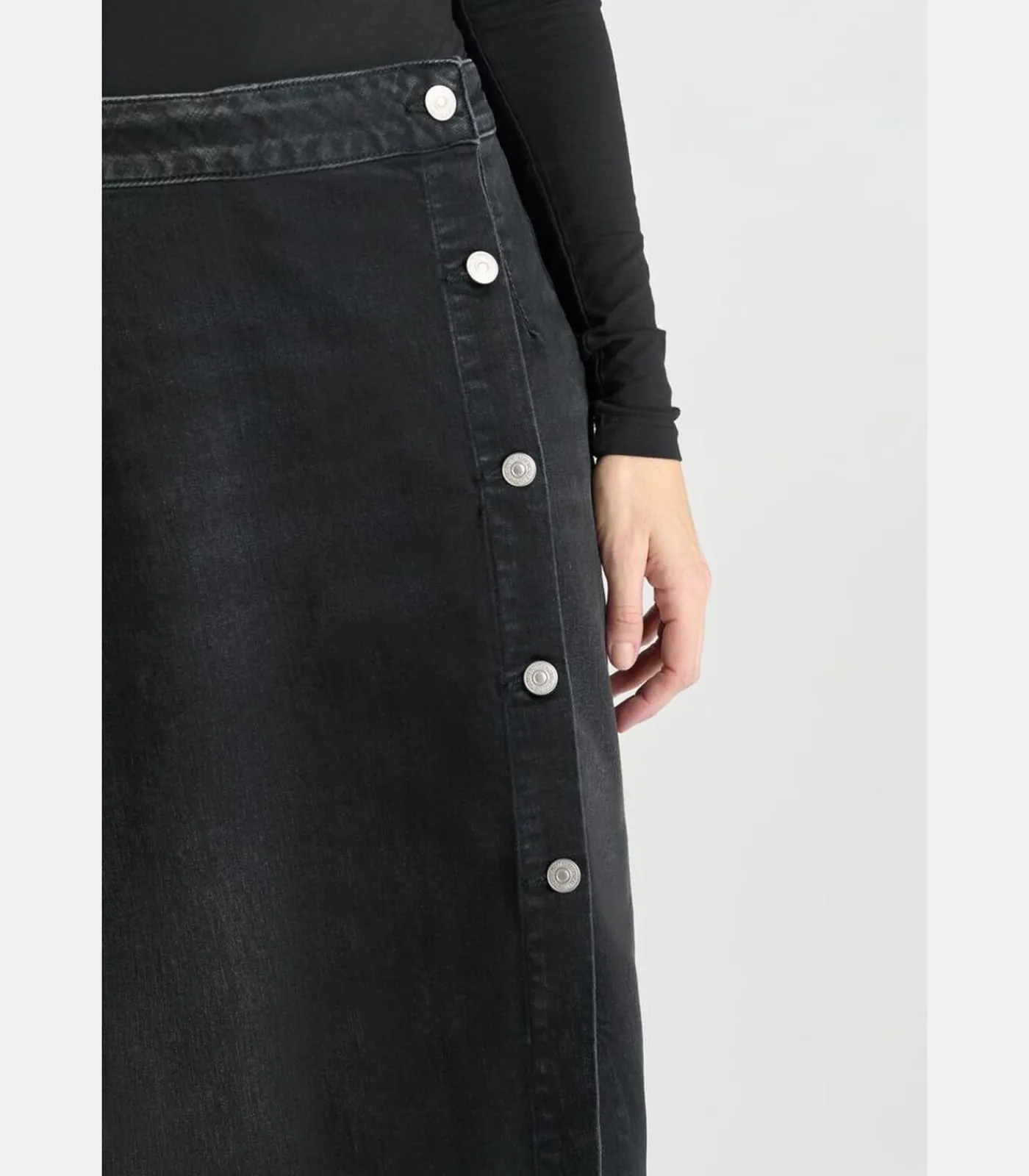 Le Temps des Cerises Rok recht van jeans RAPHI black New