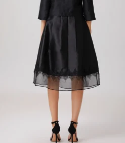 Smart & Joy Rok van organza en tafzijde met kanten rand black Hot