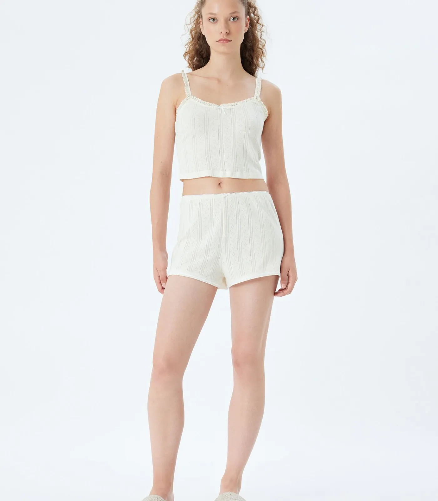 Koton Ronde kraag Mouwloos Tanktop offWhite