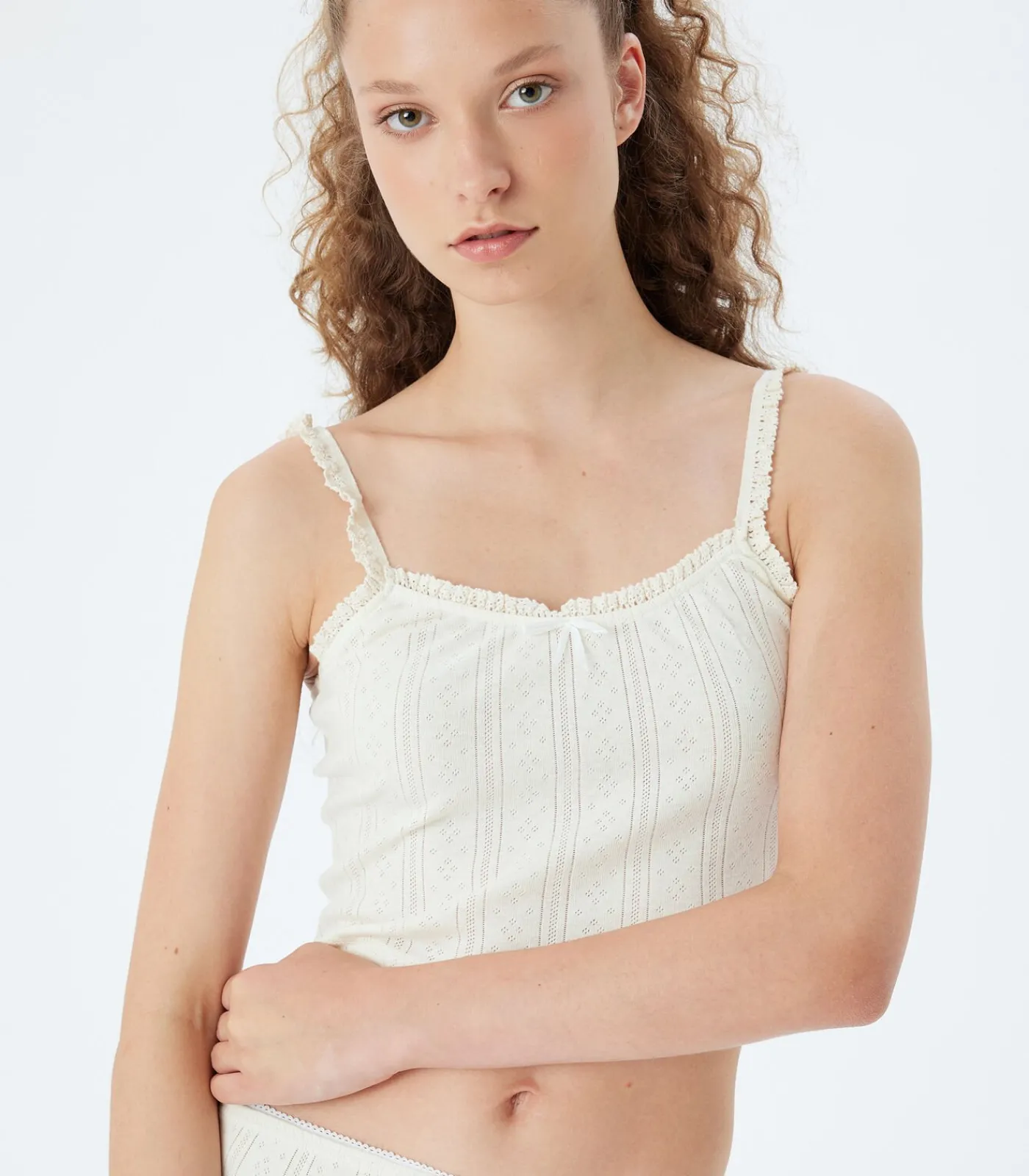 Koton Ronde kraag Mouwloos Tanktop offWhite