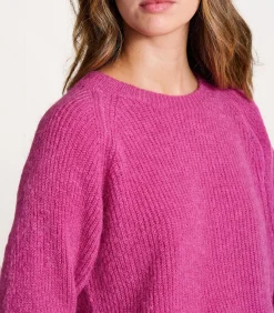 La Fée Maraboutée Roze dik gebreide trui, lange mouwen, ronde hals pink Discount