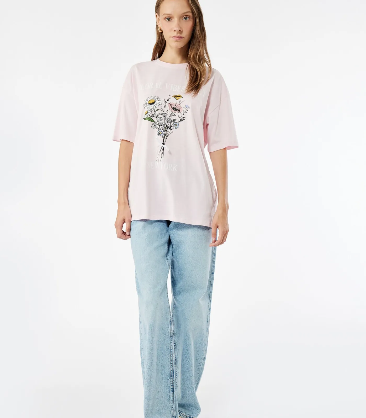 Koton Roze T-shirt Korte Mouwen Bloemenprint pink Discount