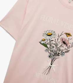 Koton Roze T-shirt Korte Mouwen Bloemenprint pink Discount
