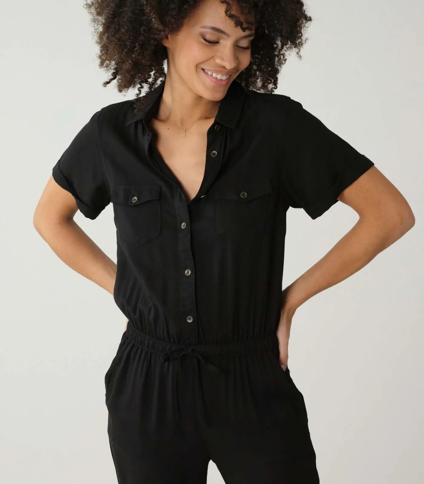Deeluxe SAVANE - Damesjumpsuit met korte mouwen black Best