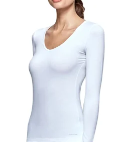 Impetus innovation Woman Shirt met V-hals en lange mouwen met innovatieve temperatuurregeling white Hot
