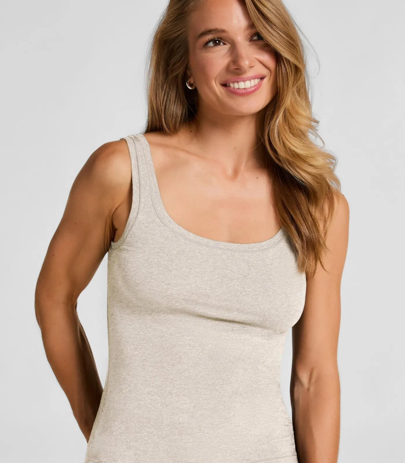 Hunkemöller Singlet Tanktop van zachte katoen beige Outlet