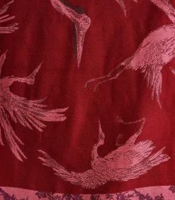 La Fée Maraboutée Sjaal van jacquard met rode vogel red Hot