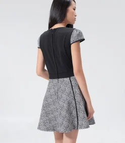 Smart & Joy Skaterjurk met geometrische print en jersey bies gray Best
