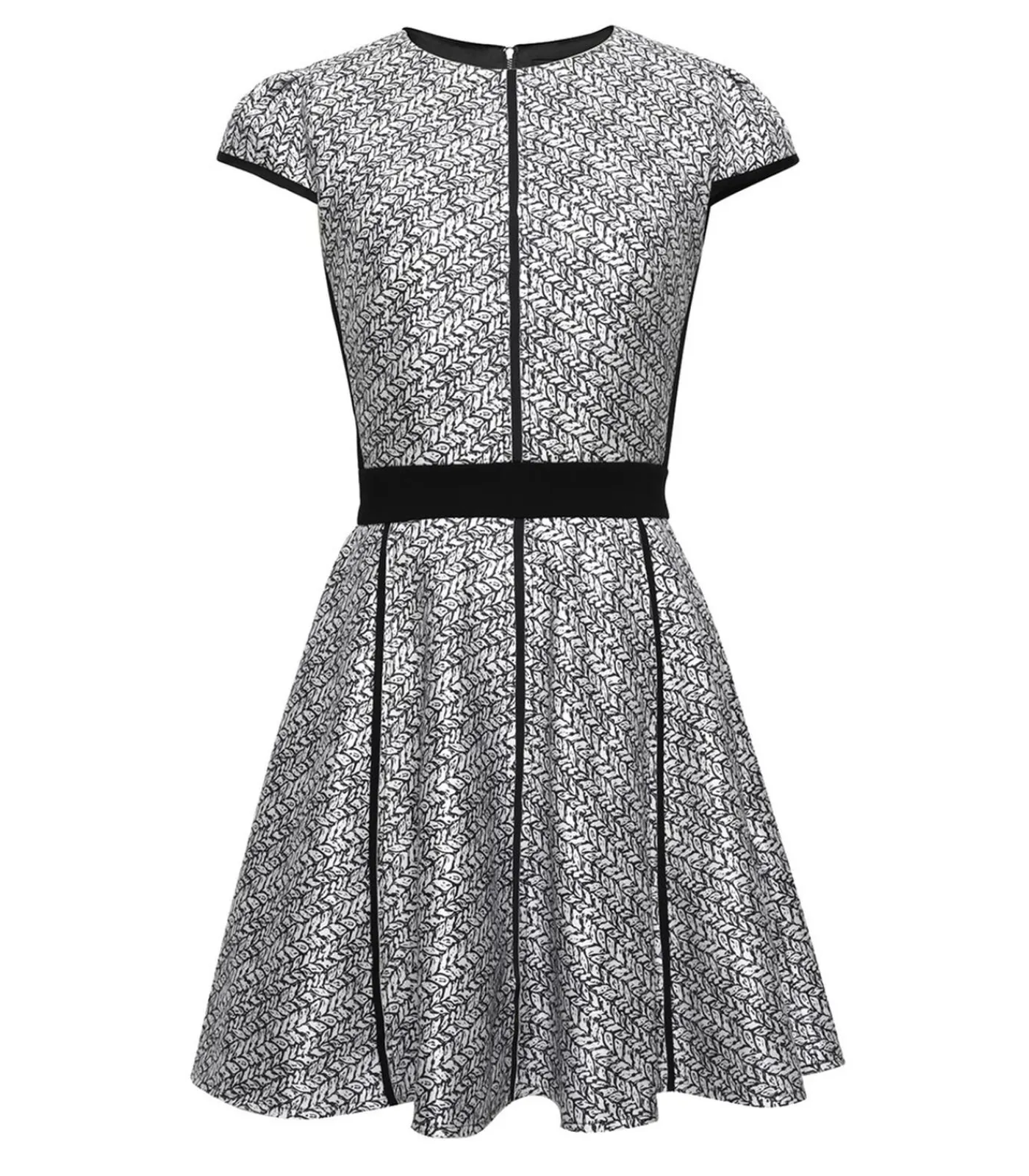 Smart & Joy Skaterjurk met geometrische print en jersey bies gray Best