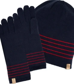 ISOTONER Soft touch marineblauwe lange gestreepte handschoenen navyBlue New