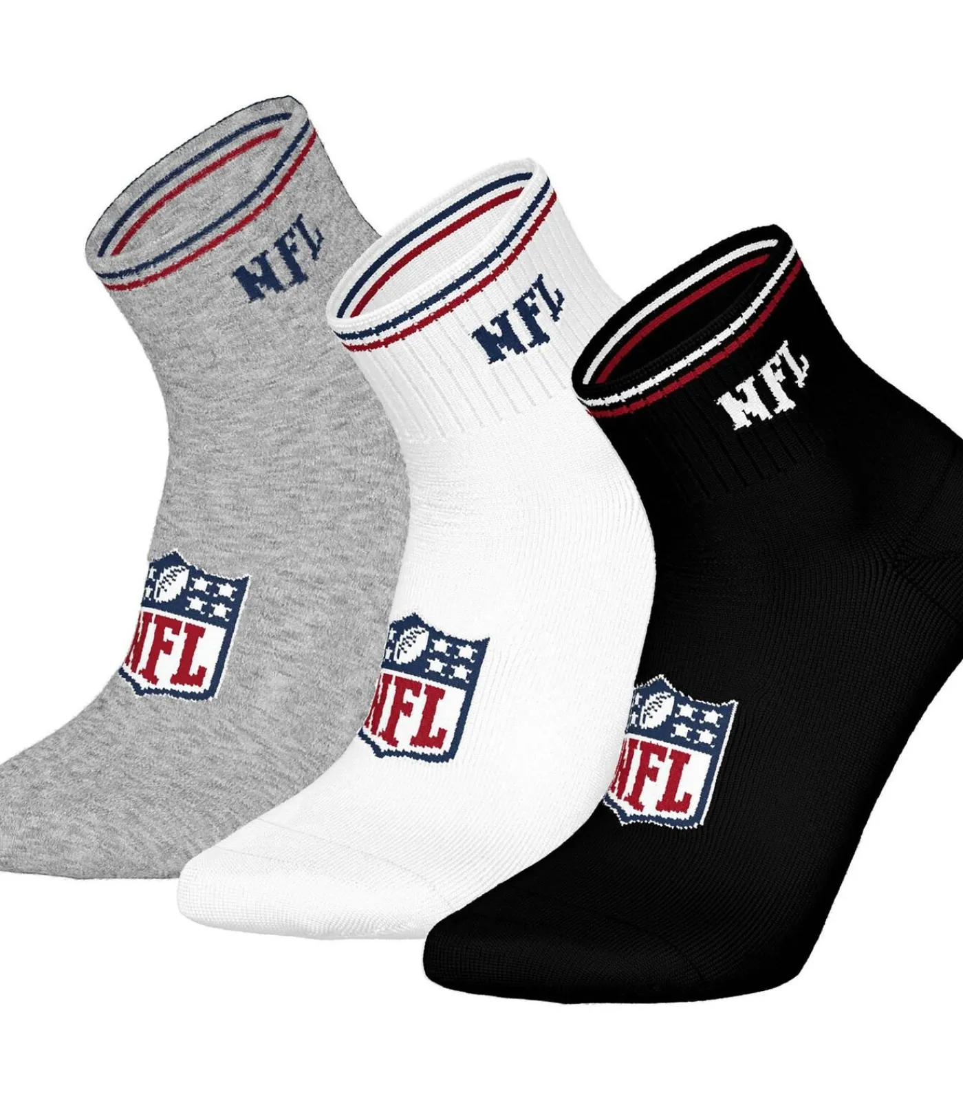 NFL Sokken SHIELD 3Pack Quarter Socks Set van 3 white/gray/black Clearance