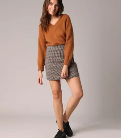 Deeluxe STESSI - Korte rok met pied-de-poulemotief, rechte snit en split aan de achterkant multicolor Best
