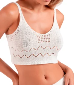 ADMAS Strand gehaakte top en slip rokje Total Look white New