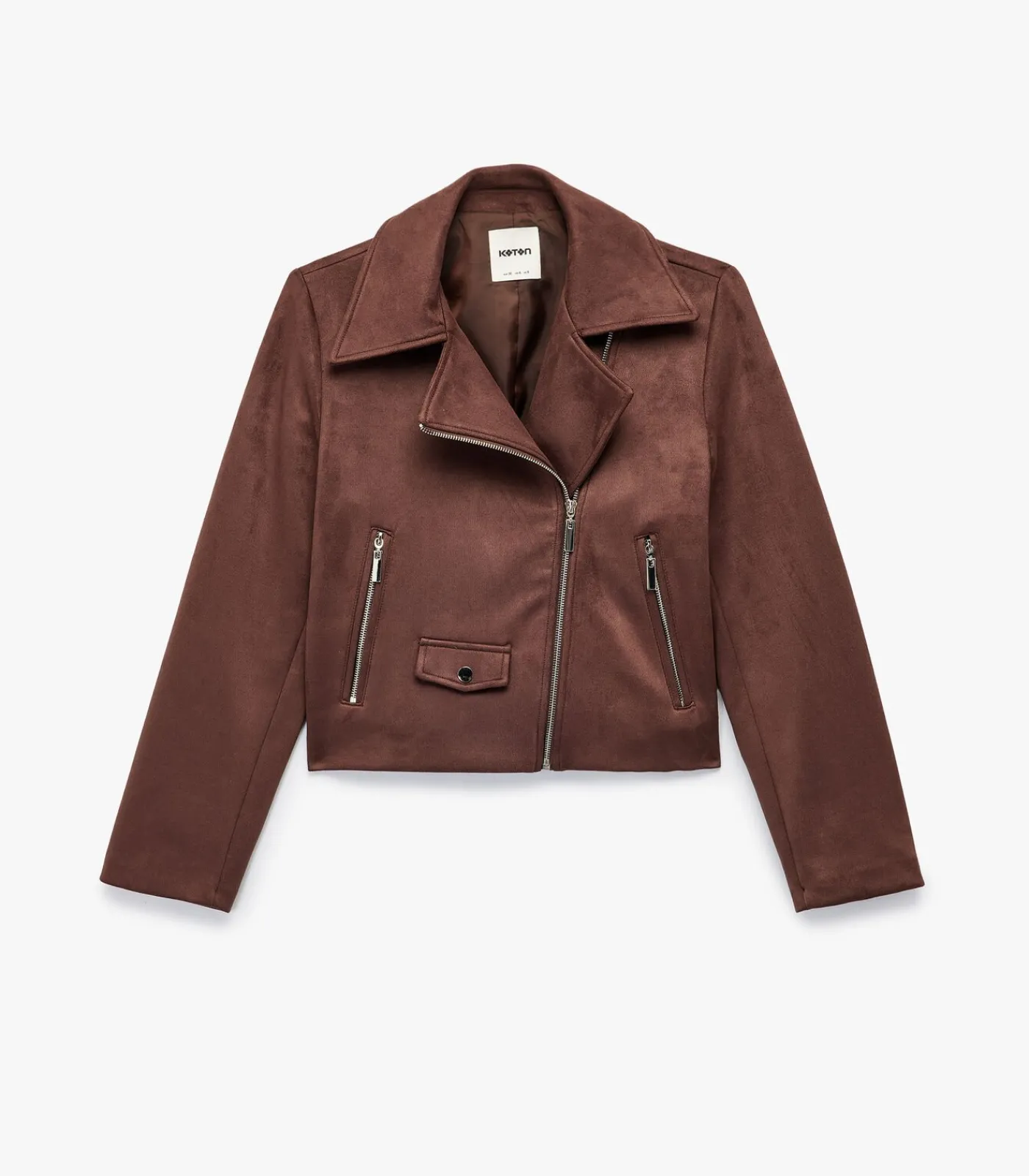 Koton Suède Crop Jasje Lang Bruin brown