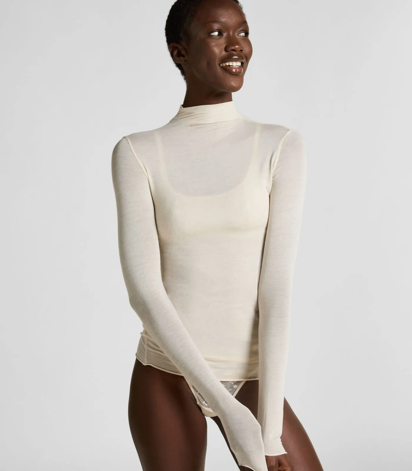 Hunkemöller super soft Turtleneck shirt met Cashmere white Best