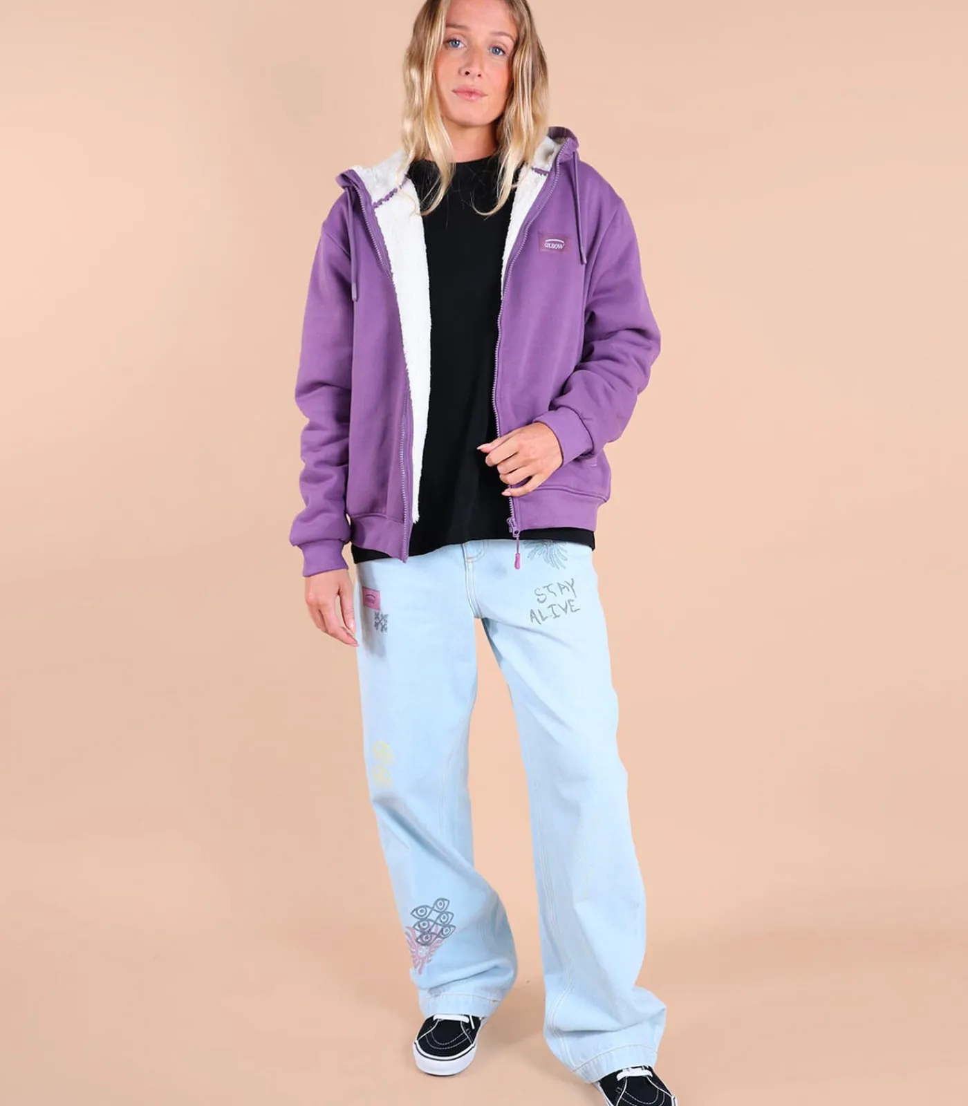 Oxbow Sweat capuche doublé sherpa SWIPS purple Hot