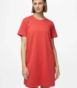 Pieces Sweat Dress - Loungewear Dress - Slaapshirt - Katoenen nachthemd red Sale