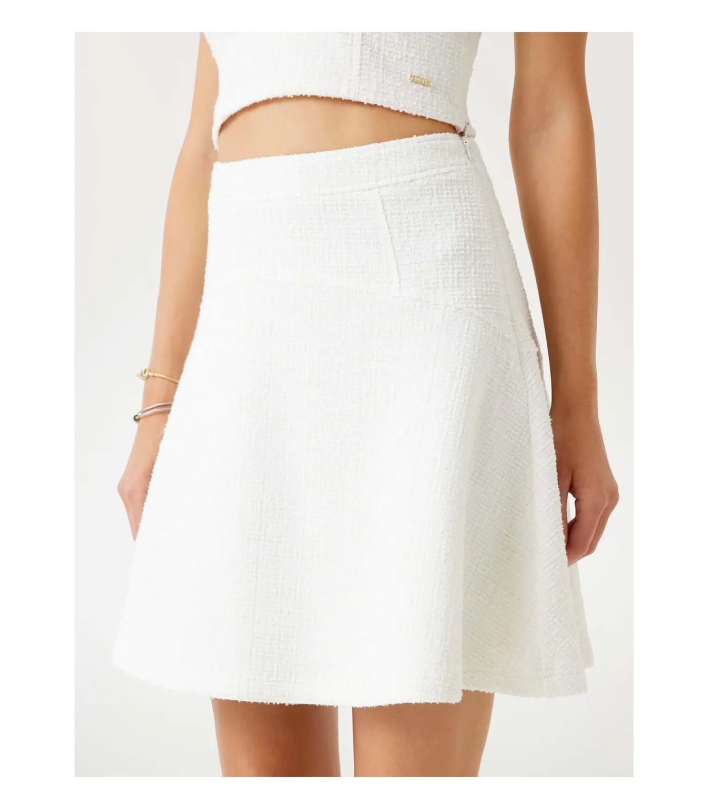 GUESS Tamara Flare Tweed Skirt white Clearance